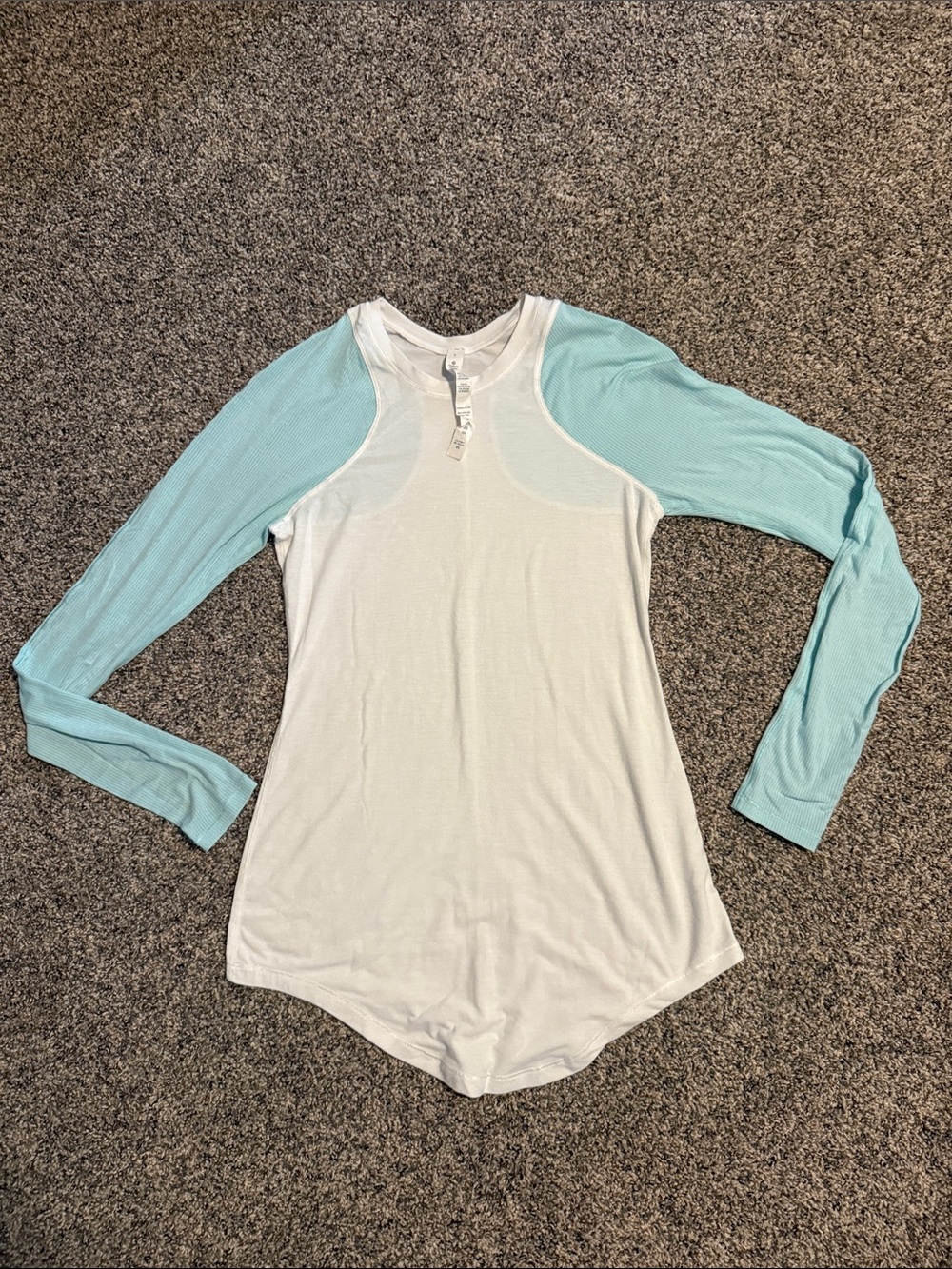lululemon athletica White Body with Light Blue Raglan Long Sleeve Top